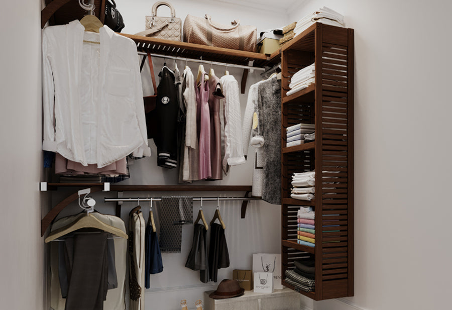 chestnut medium size walk in closet system design