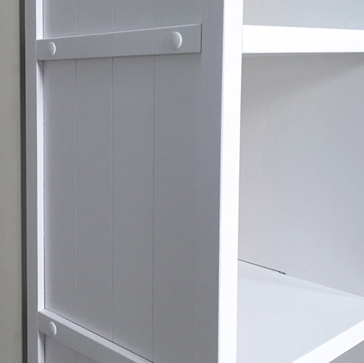 closeup image of the wainscoting side panels of a John Louis Home cube organizer