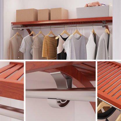 Solid Wood 6 ft Shelf Kit with Bar - John Louis Home - Closet Shelves