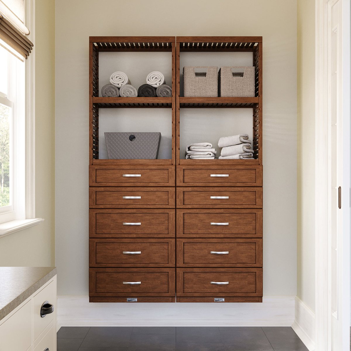 Solid Wood Accessory Tower with 5 Drawers and Shelves Shaker - John Louis Home - Closet Organizers