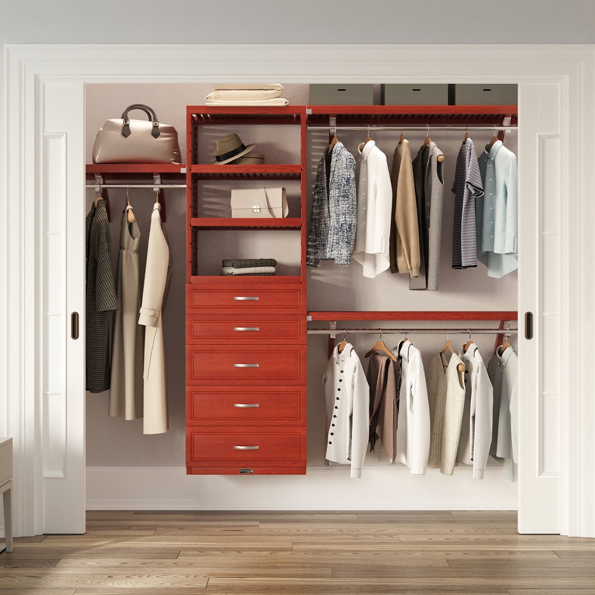 Solid Wood Closet Organizer with 5 Drawers Modern - John Louis Home - Closet Organizers