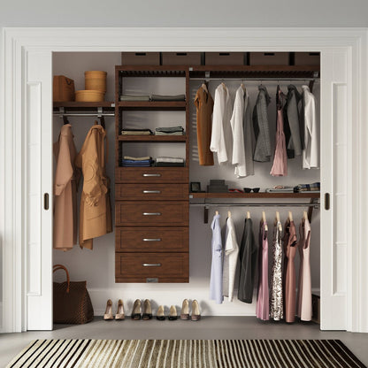 Solid Wood Closet Organizer with 5 Drawers Shaker - John Louis Home - Closet Organizers