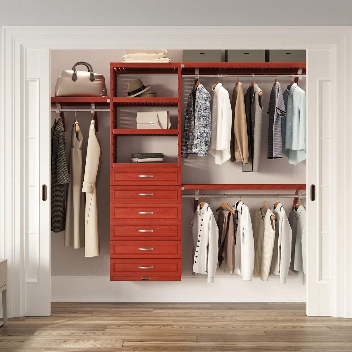 Solid Wood Closet Organizer with 6 Drawers Modern - John Louis Home - Closet Organizers
